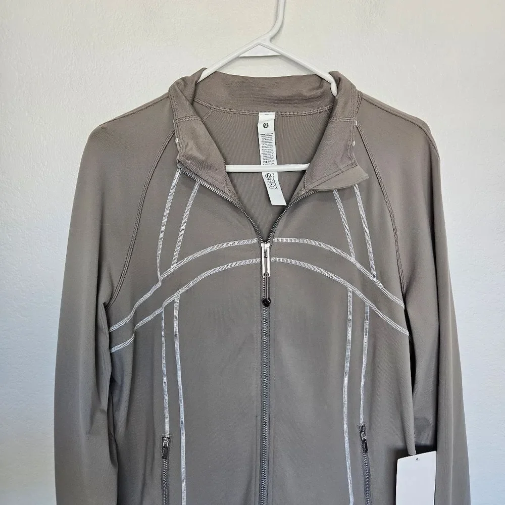 NWT Lululemon | Define Track Jacket Athleisure Luon Warm Ash Grey/White Women 14 - Picture 8 of 13